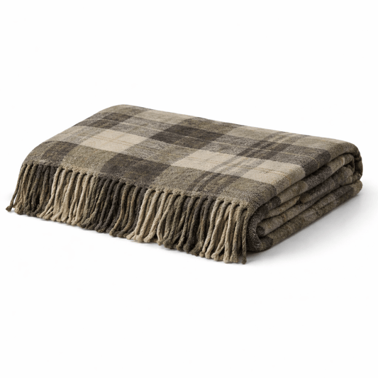Alpaca Plaid Throw Blanket – Sage Green & Charcoal | 60 x 70 - From The Andes