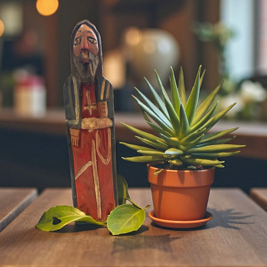 Antique Guatemalan Santo (1960s) | Hand - Carved Apostle Figure - From The Andes