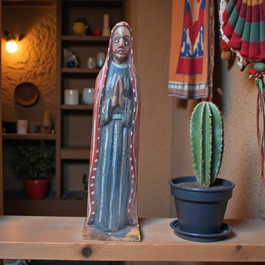 Antique Guatemalan Santo (1960s) | Hand - Carved Folk Figure - From The Andes