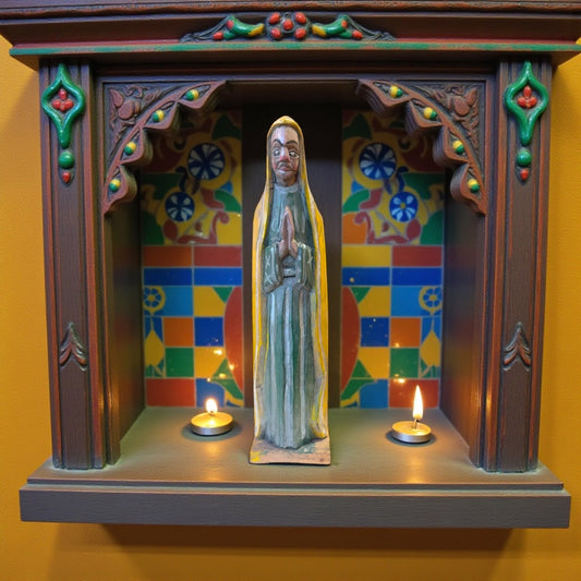 Antique Guatemalan Santo (1960s) | La Virgen | Hand - Carved Folk Art - From The Andes