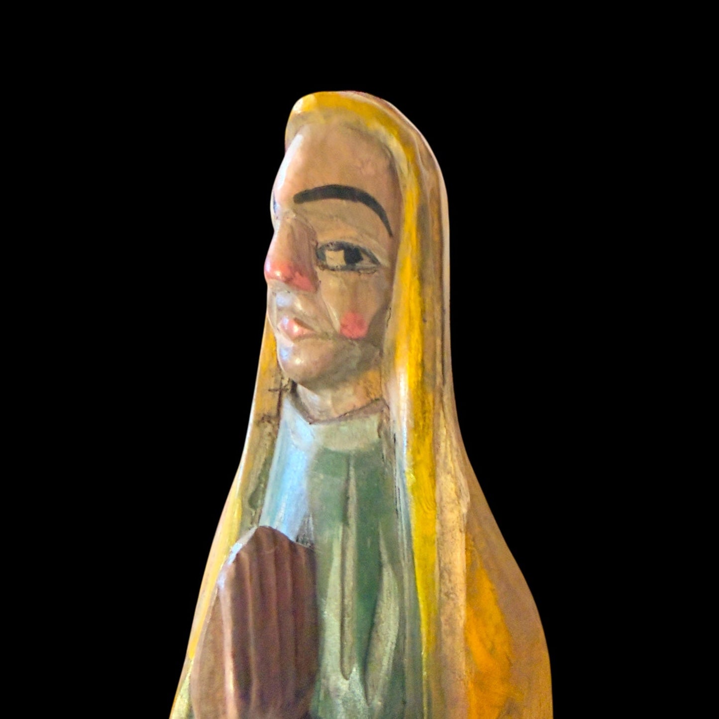 Antique Guatemalan Santo (1960s) | La Virgen | Hand - Carved Folk Art - From The Andes