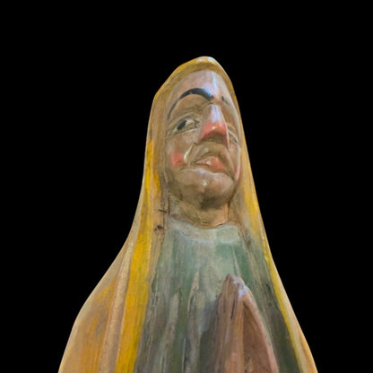 Antique Guatemalan Santo (1960s) | La Virgen | Hand - Carved Folk Art - From The Andes