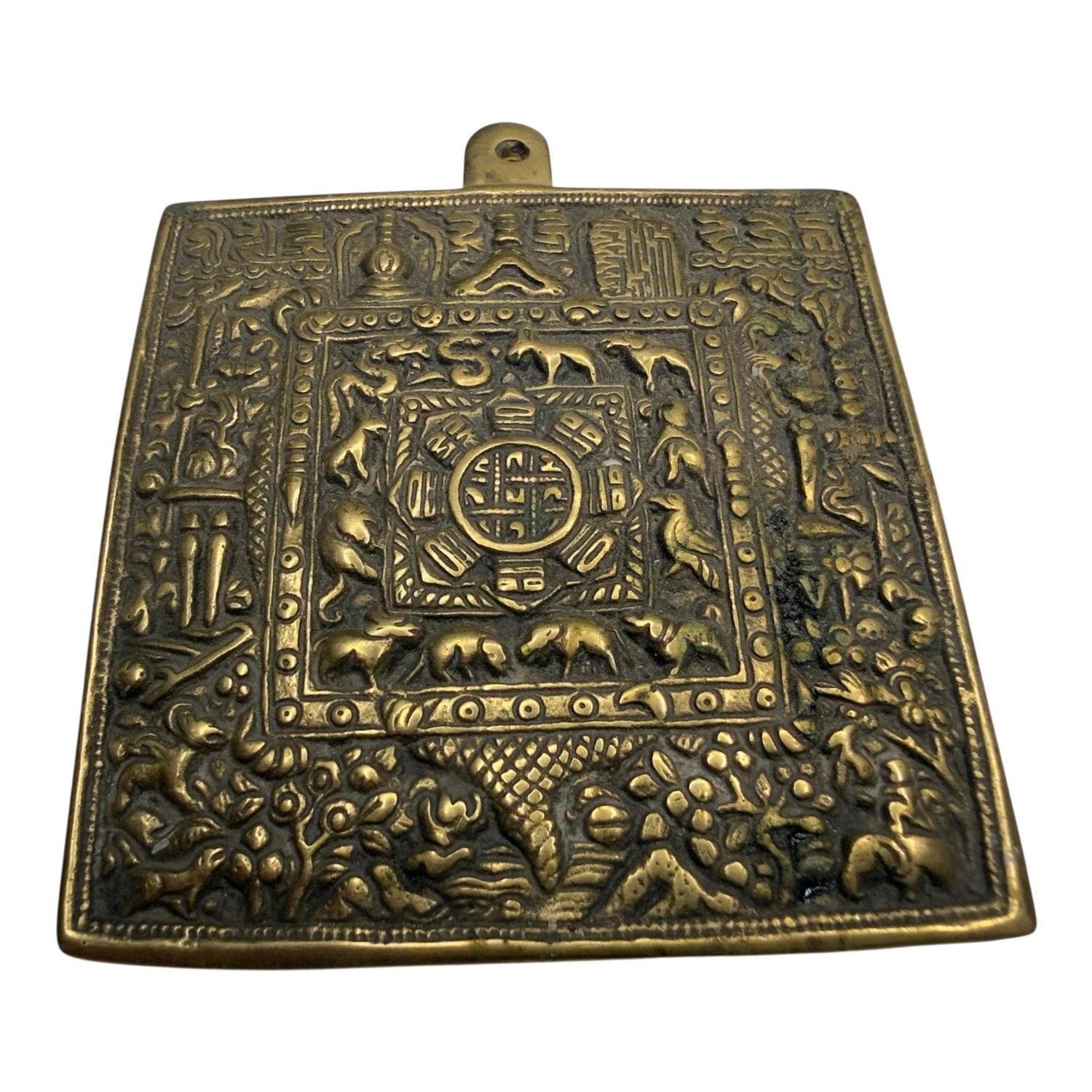 Antique Tibetan Zodiac Talisman - Powerful Brass Mandala for Protection & Astrology - From The Andes