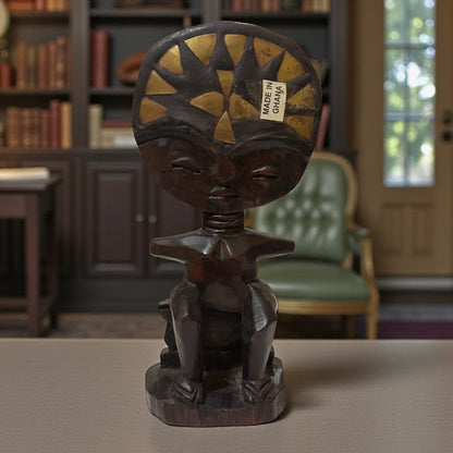 Ashanti Akuaba Fertility Doll - 10" Hand Carved Ghana Wood Sculpture - From The Andes