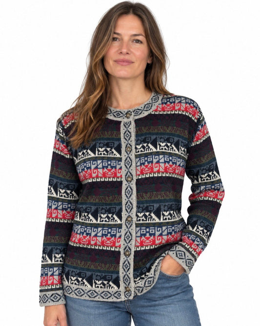 Aspen Alpaca Jacquard Cardigan - From The Andes