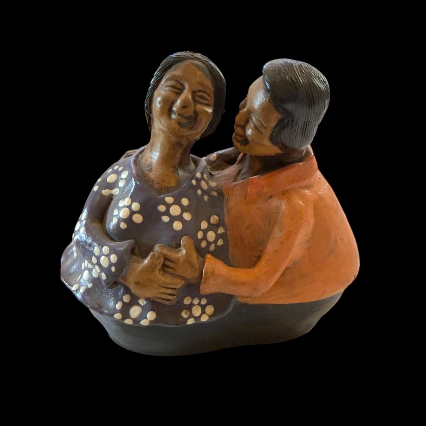 Authentic Chulucanas Couple Sculpture (Purple) - From The Andes