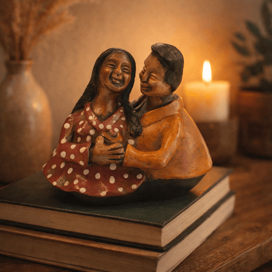 Authentic Chulucanas Couple Sculpture (Rose) - From The Andes