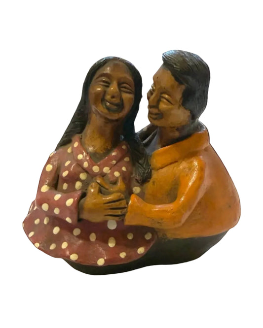 Authentic Chulucanas Couple Sculpture (Rose) - From The Andes