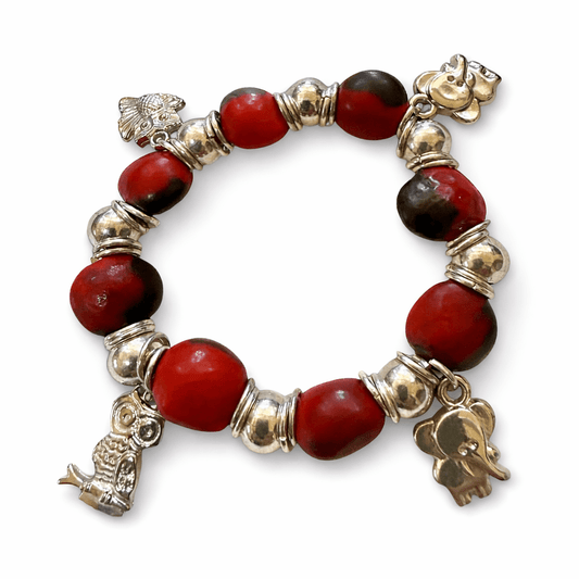 Authentic Huayruro Seed Bracelet with Owl Charm | Peruvian Amulet - From The Andes