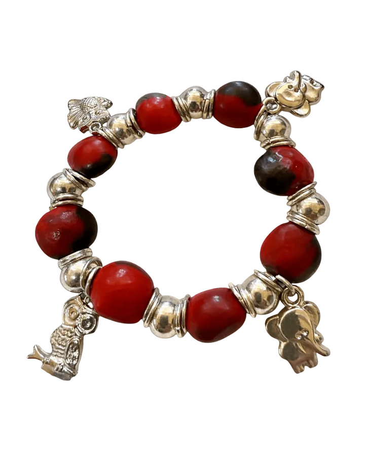 Authentic Huayruro Seed Bracelet with Owl Charm | Peruvian Amulet - From The Andes