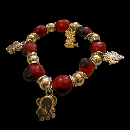 Authentic Huayruro Seed Bracelet with Owl Charm | Peruvian Amulet - From The Andes