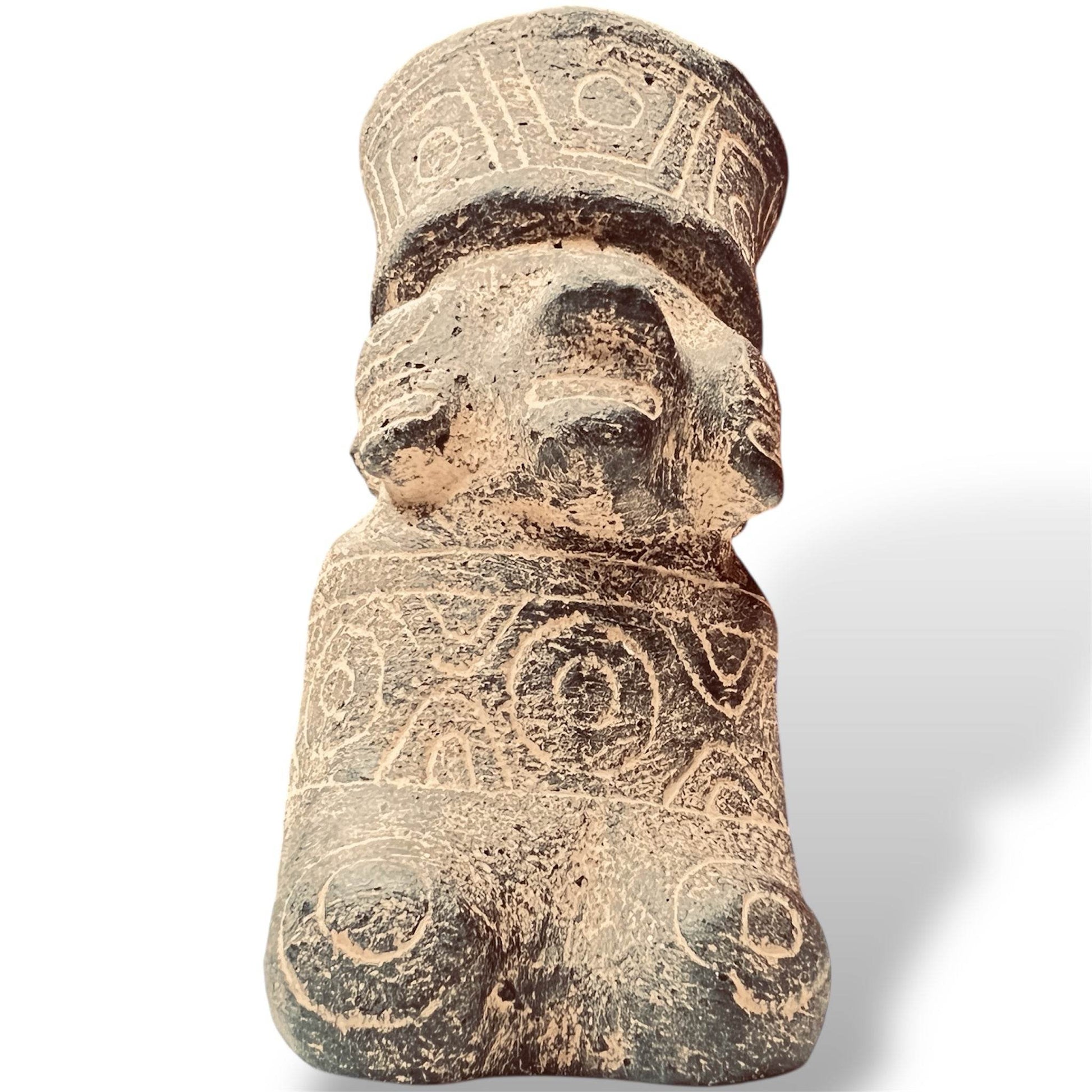 Bolivia Ceramic Ritual Effigy Vessel – Kneeling Male Figure, Tiwanaku Tradition - From The Andes