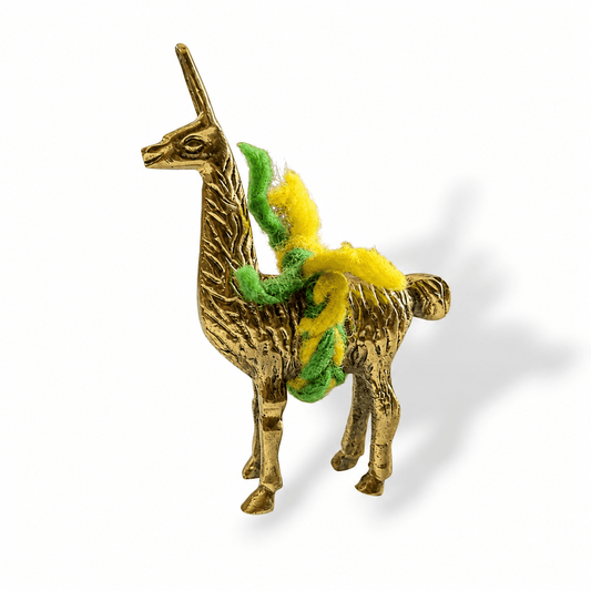 Bolivian Brass Llama Charm from the Witches' Market of La Paz - From The Andes