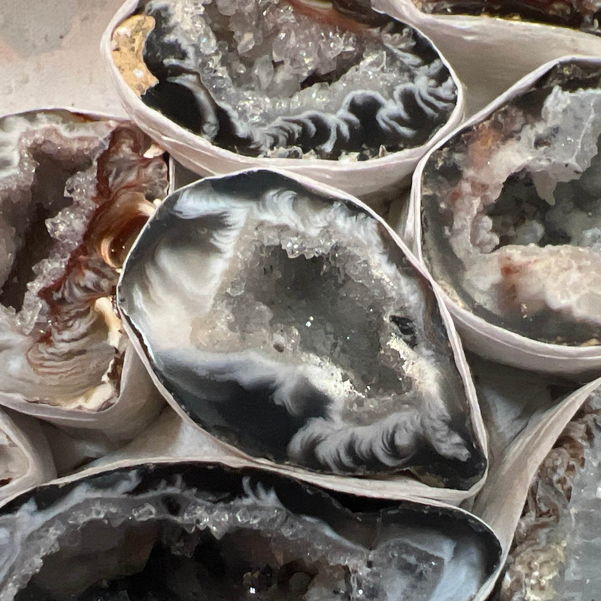 Brazilian Oco Geode Halves – Set of 3 Collector Specimens - From The Andes
