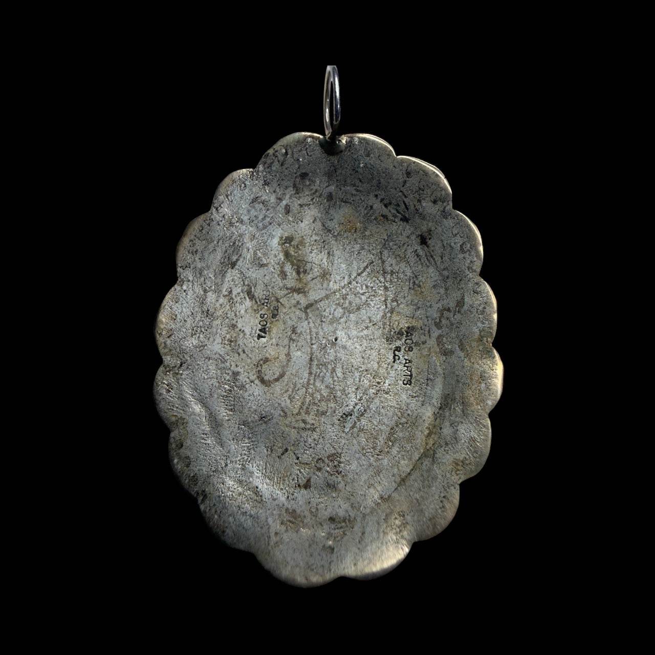 Cross Turquoise Silver Quarter Concho Pendant | Taos Pueblo Coin Silver by Taos Arts - From The Andes