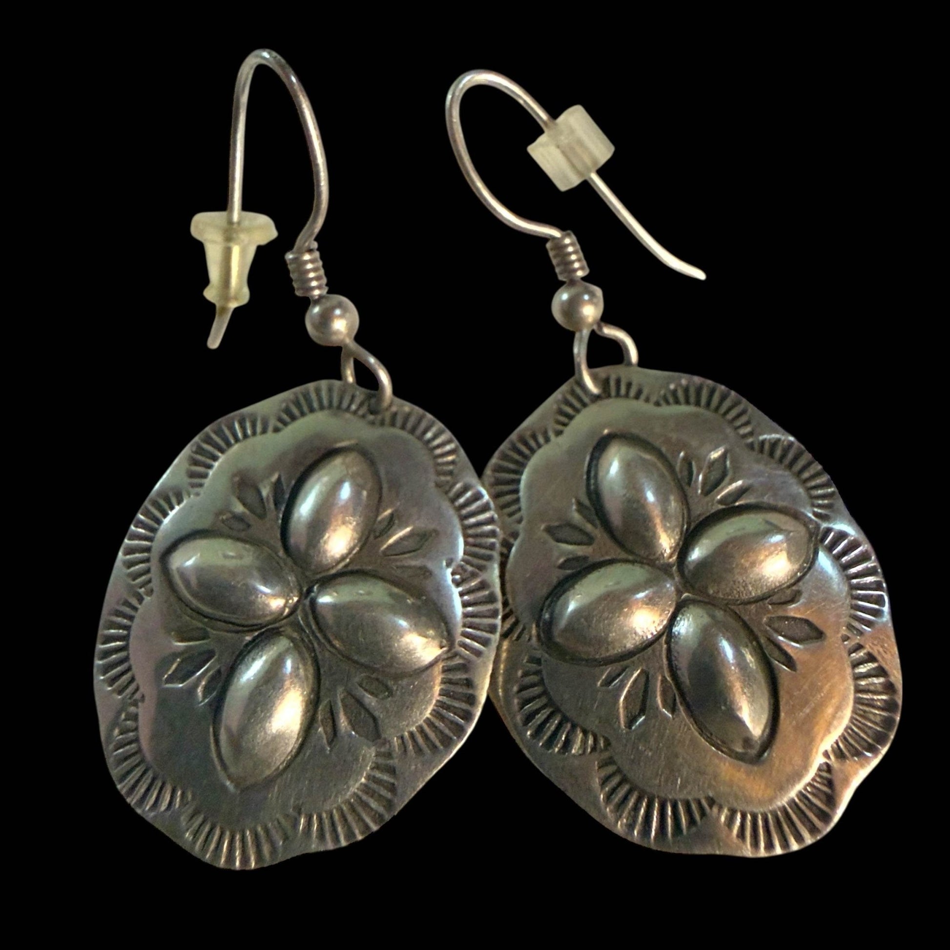 Four Diamonds Dime Concho Earrings | Taos Pueblo Coin Silver by Taos Arts - From The Andes