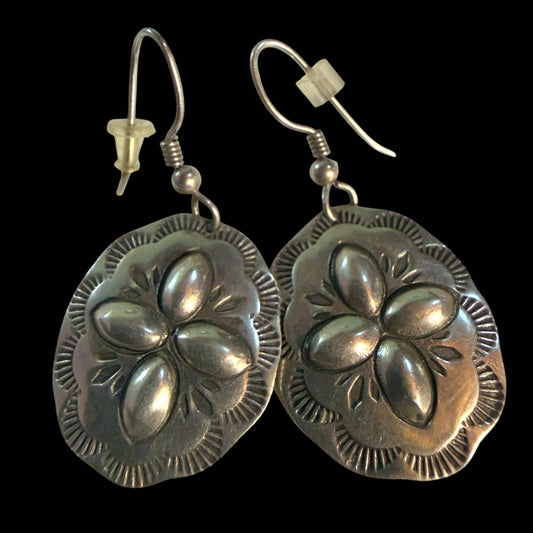 Four Diamonds Dime Concho Earrings | Taos Pueblo Coin Silver by Taos Arts - From The Andes