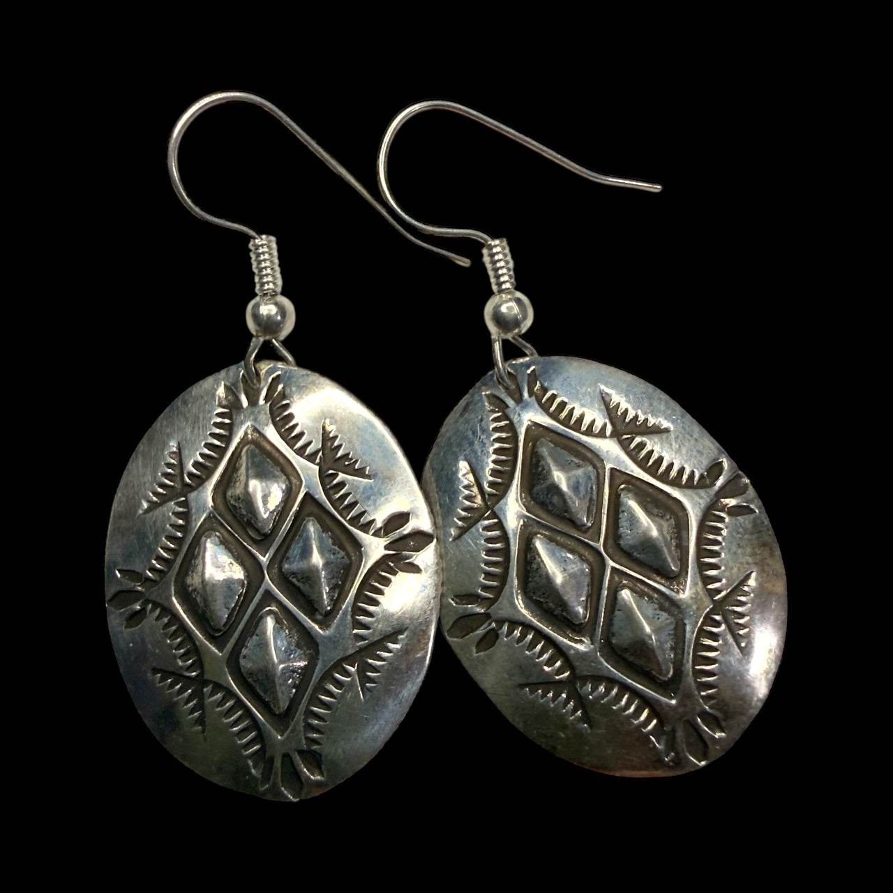 Four Direction Diamond Dime Concho Earrings | Taos Pueblo Coin Silver by Taos Arts - From The Andes