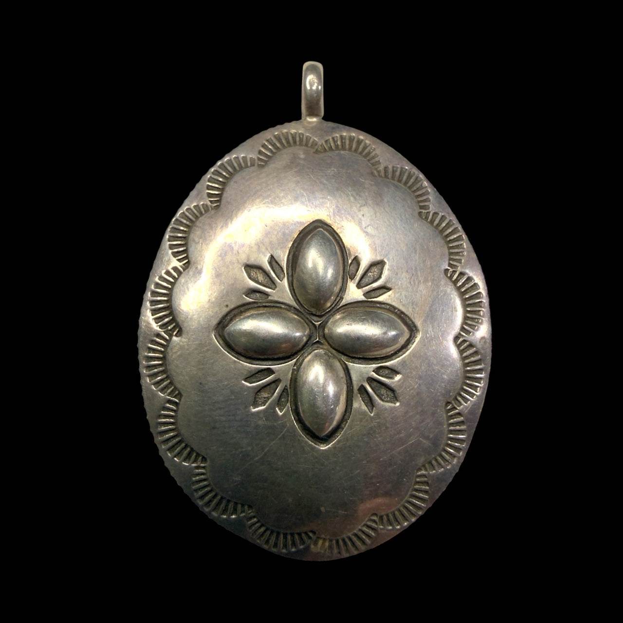Four - Petal Silver Quarter Concho Pendant | Taos Pueblo Coin Silver by Taos Arts - From The Andes