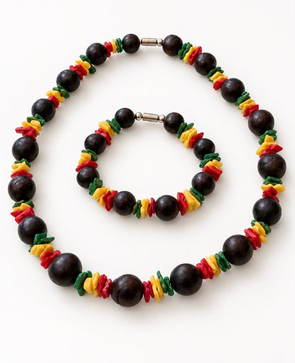 Guatemalan Multicolour Beaded Necklace & Bracelet Set - From The Andes