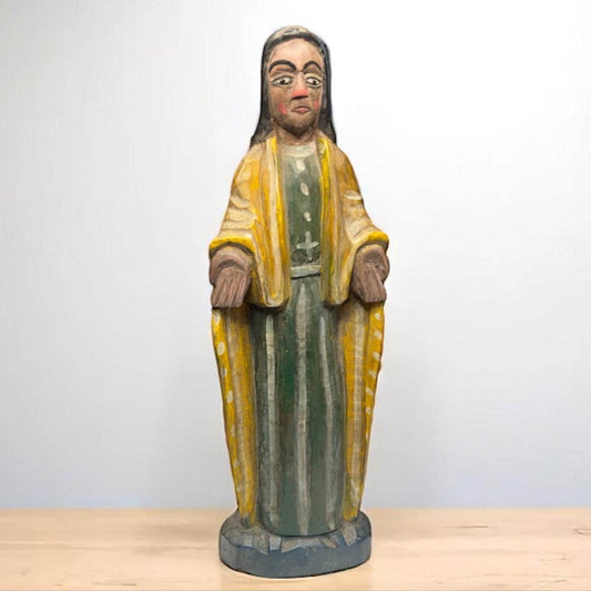 Guatemalan Virgin Mary Santo – Hand - Carved Folk Art - From The Andes