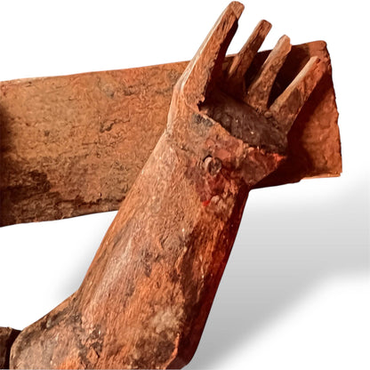 Hand - Carved Cedar wooden cross – 20” Guatemalan Folk Art Sculpture - From The Andes