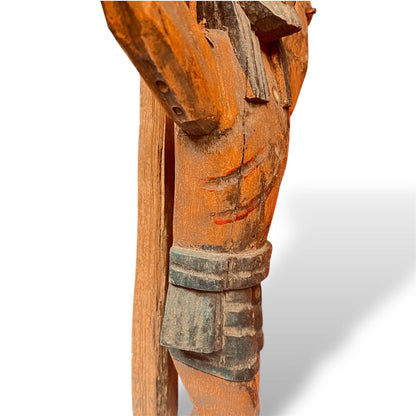 Hand - Carved Cedar wooden cross – 20” Guatemalan Folk Art Sculpture - From The Andes