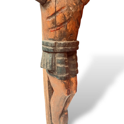 Hand - Carved Cedar wooden cross – 20” Guatemalan Folk Art Sculpture - From The Andes