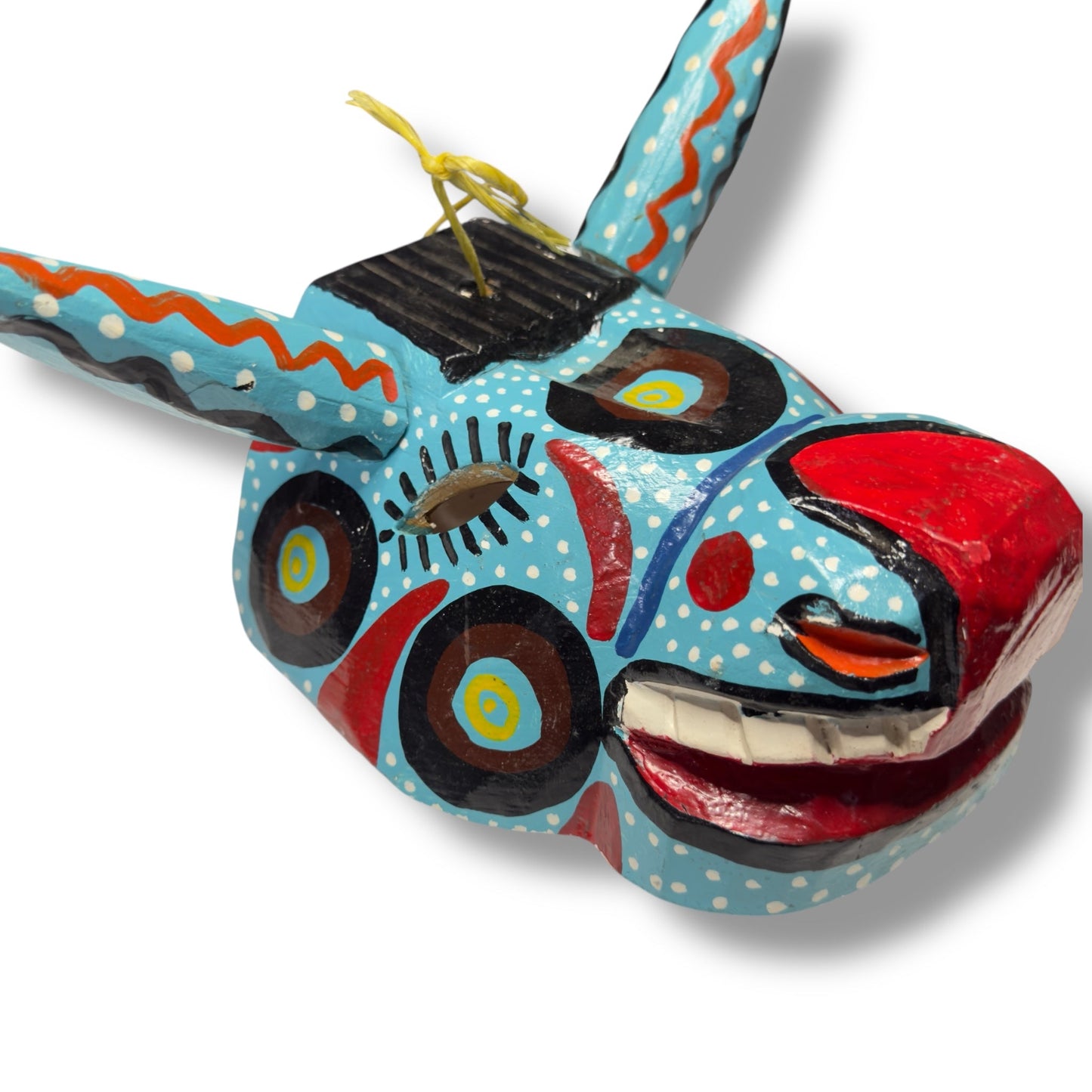 Hand - Carved Guatemalan Bull Mask | Chichicastenango Turquoise Wall Art - From The Andes