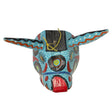 Masque de taureau sculpté à la main du Guatemala | Art mural turquoise de Chichicastenango