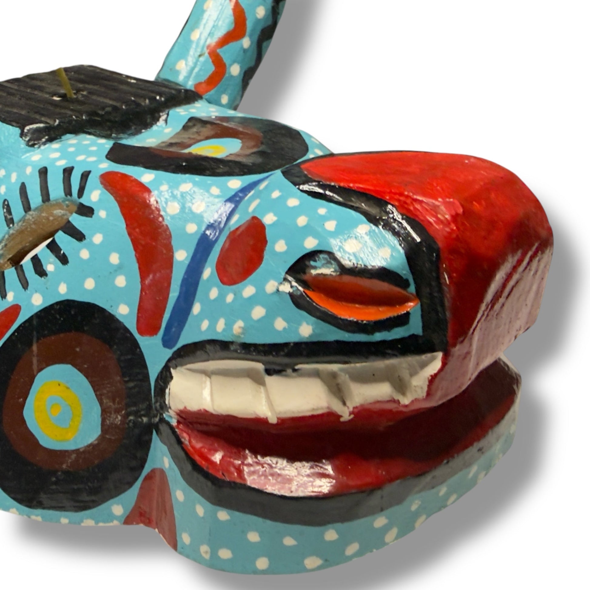 Hand - Carved Guatemalan Bull Mask | Chichicastenango Turquoise Wall Art - From The Andes