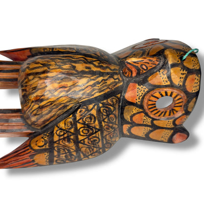 Hand - Carved Guatemalan Owl Mask | Chichicastenango Earth - Tone Wall Art - From The Andes