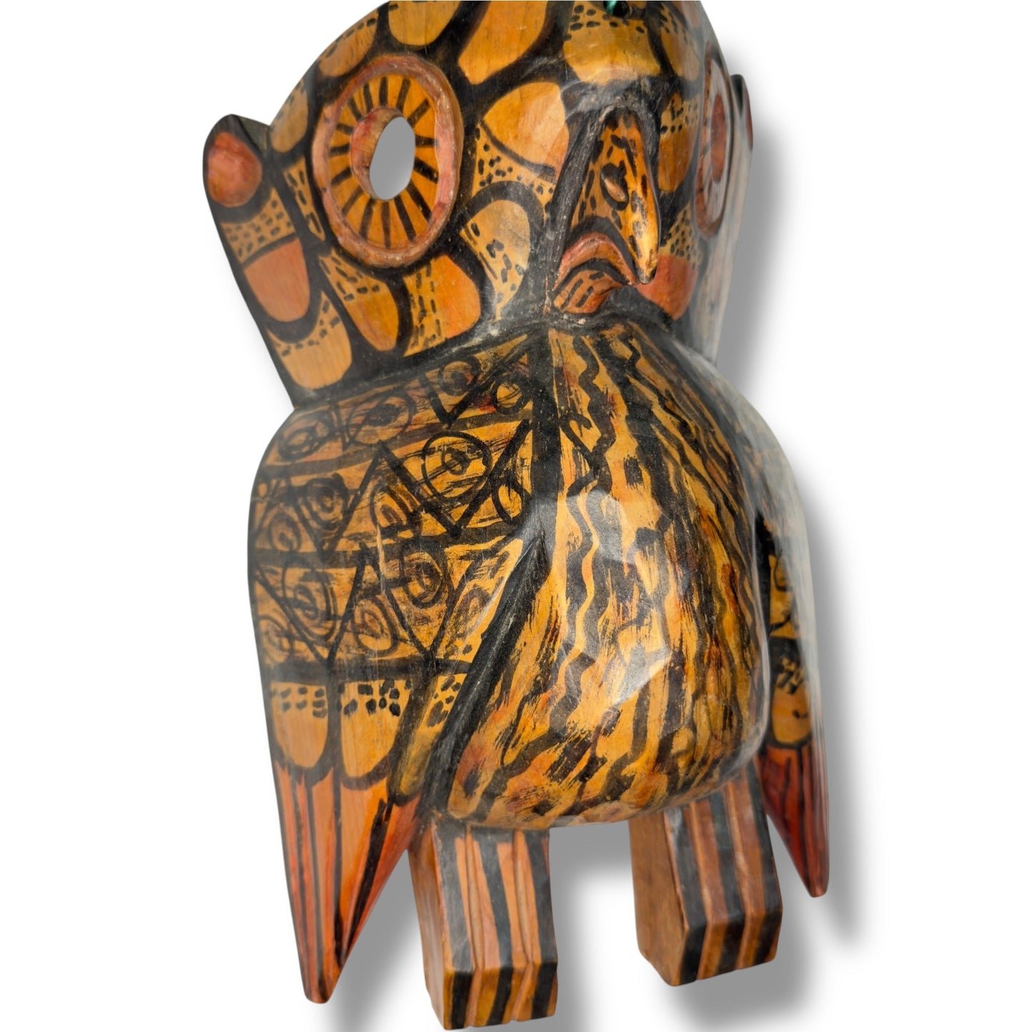 Hand - Carved Guatemalan Owl Mask | Chichicastenango Earth - Tone Wall Art - From The Andes