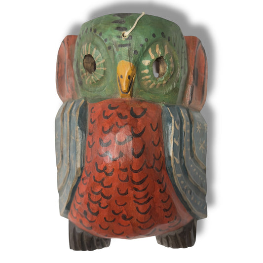 Hand - Carved Guatemalan Owl Mask | Chichicastenango Tecolote Wall Art - From The Andes