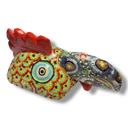 Hand - Carved Guatemalan Rooster Mask | Chichicastenango Polychrome Wall Art - From The Andes
