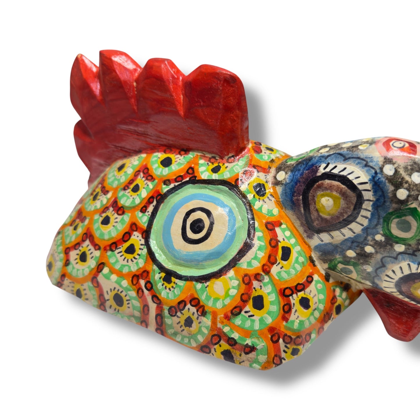 Hand - Carved Guatemalan Rooster Mask | Chichicastenango Polychrome Wall Art - From The Andes