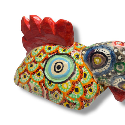 Hand - Carved Guatemalan Rooster Mask | Chichicastenango Polychrome Wall Art - From The Andes