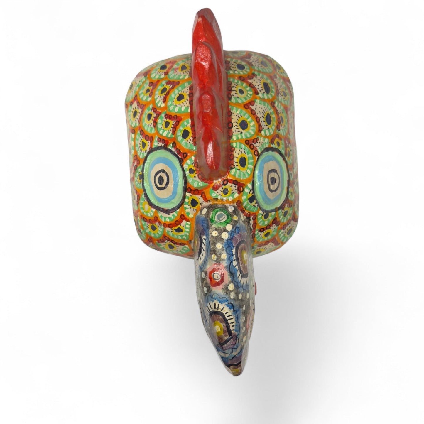 Hand - Carved Guatemalan Rooster Mask | Chichicastenango Polychrome Wall Art - From The Andes