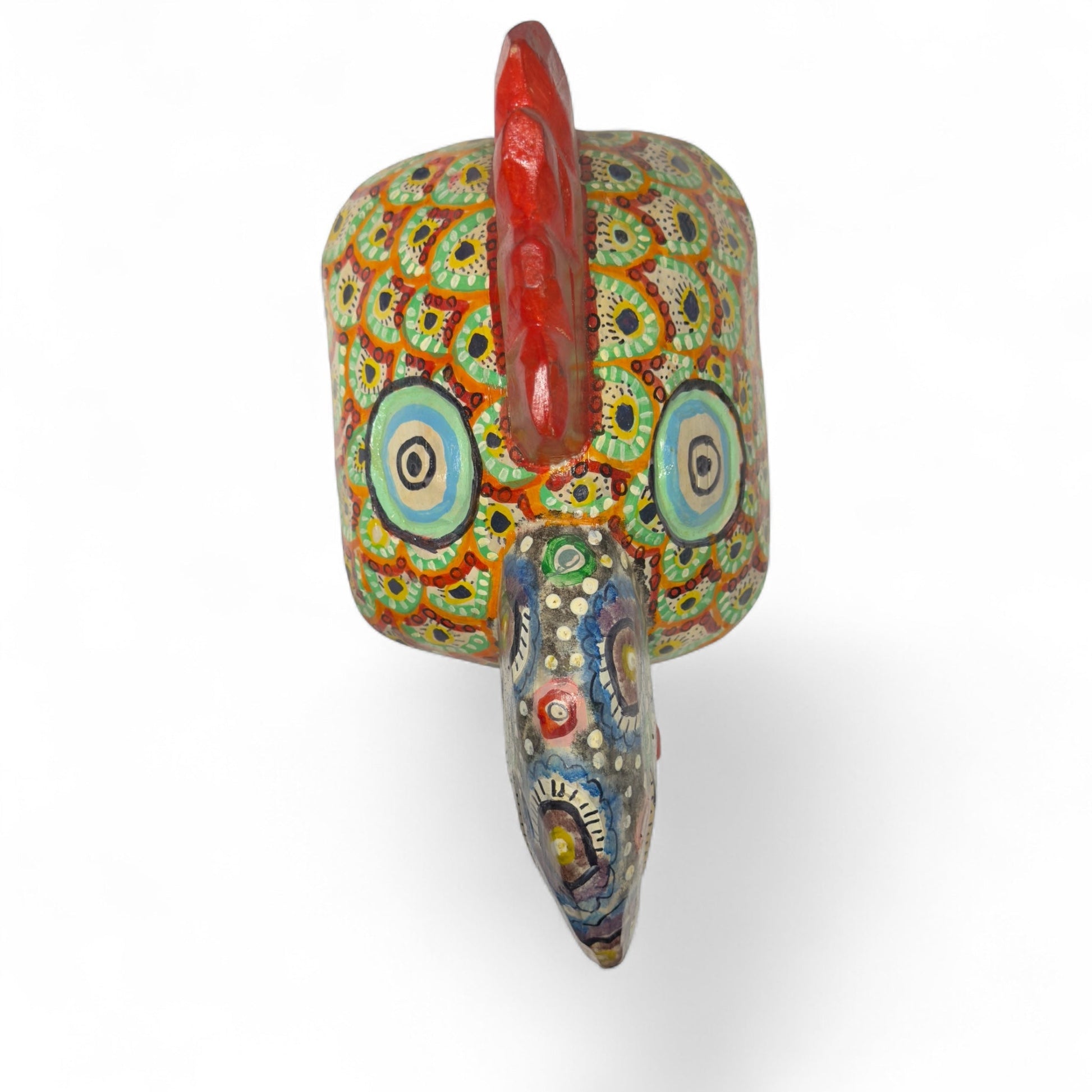 Hand - Carved Guatemalan Rooster Mask | Chichicastenango Polychrome Wall Art - From The Andes