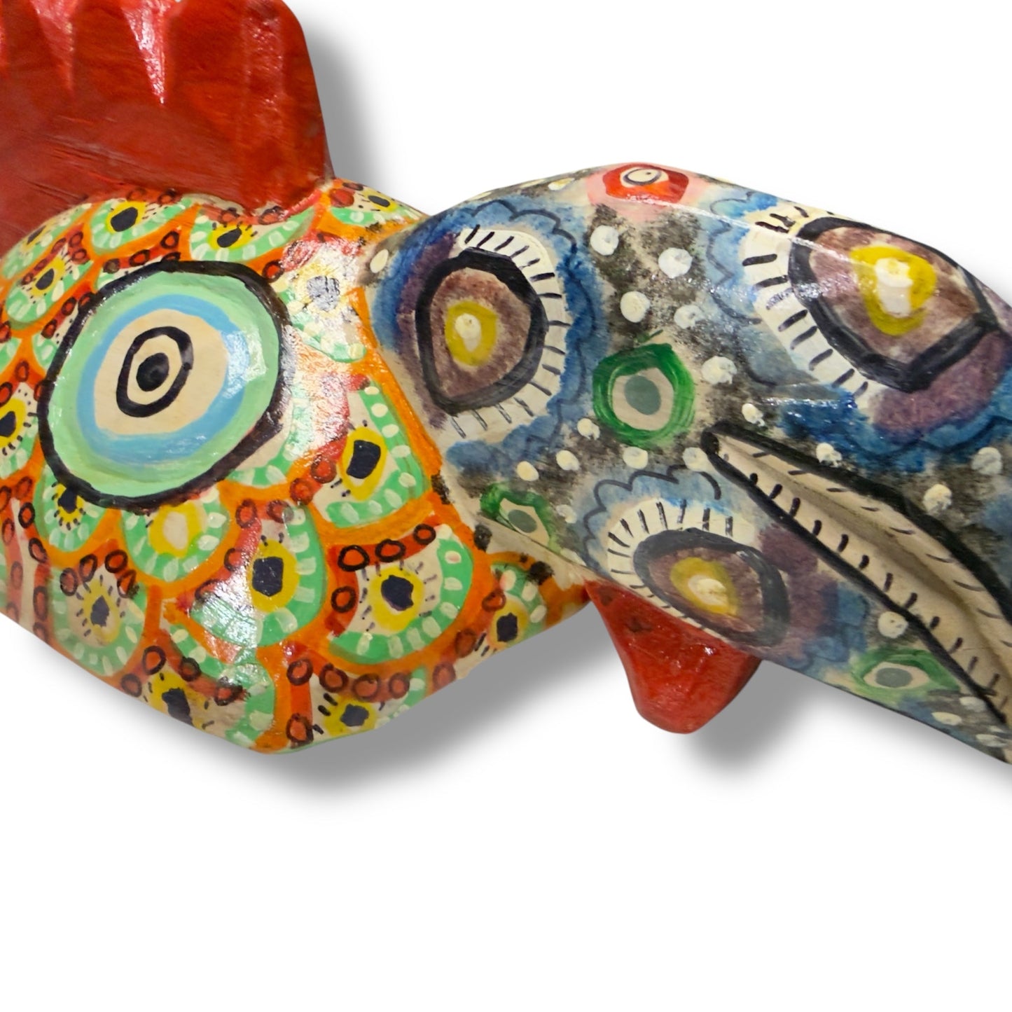 Hand - Carved Guatemalan Rooster Mask | Chichicastenango Polychrome Wall Art - From The Andes