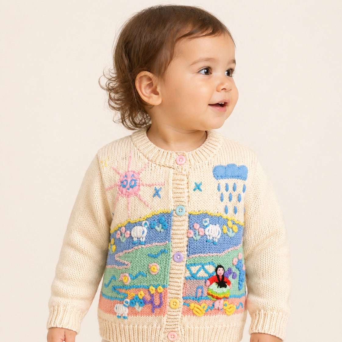 Hand Knit Children's Cardigan | Made in Peru | 100% Cotton - From The Andes