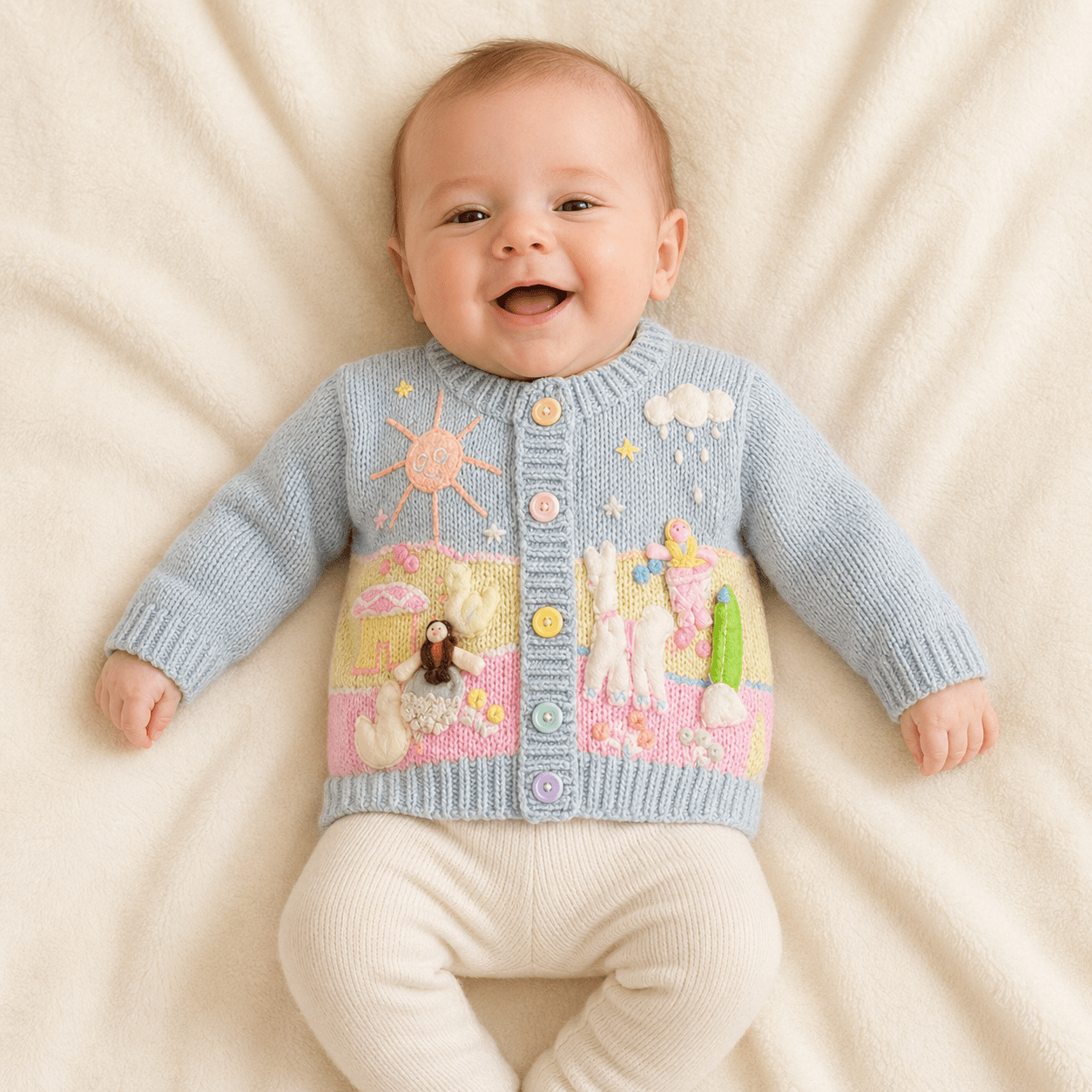 Hand Knit Children's Cardigan | Made in Peru | 100% Cotton - From The Andes