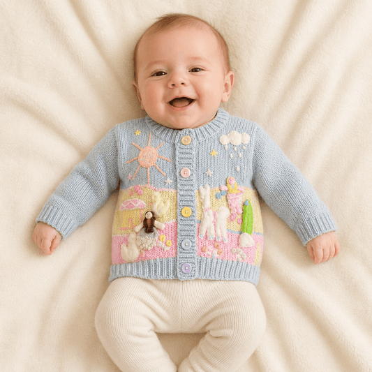 Hand Knit Children's Cardigan | Made in Peru | 100% Cotton - From The Andes