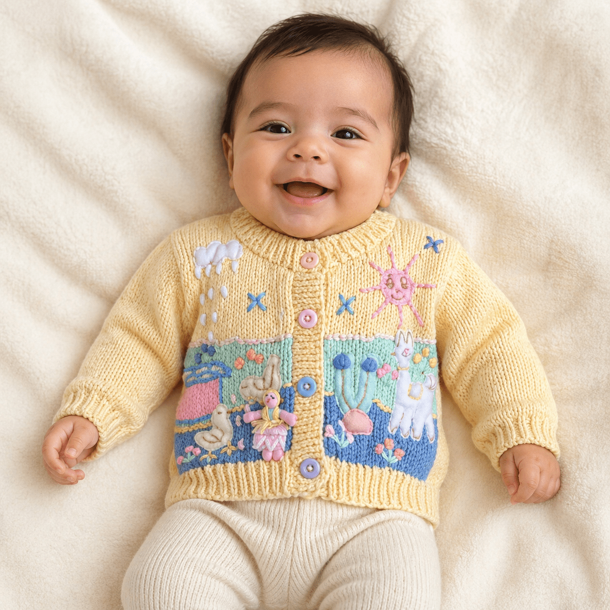 Hand Knit Children's Cardigan | Made in Peru | 100% Cotton - From The Andes