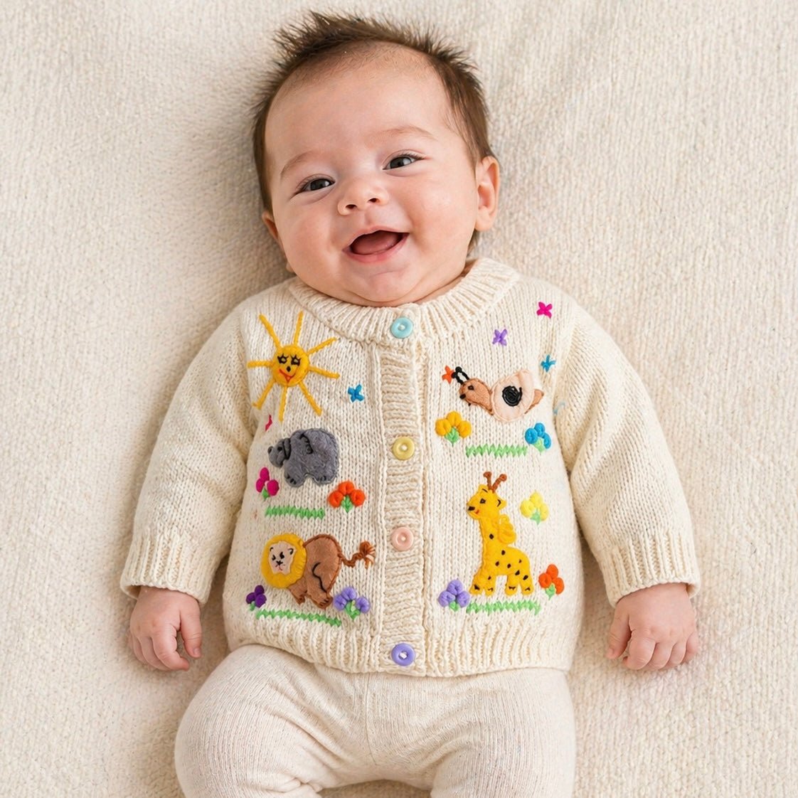 Hand Knit Children's Cardigan | Made in Peru | 100% Cotton - From The Andes
