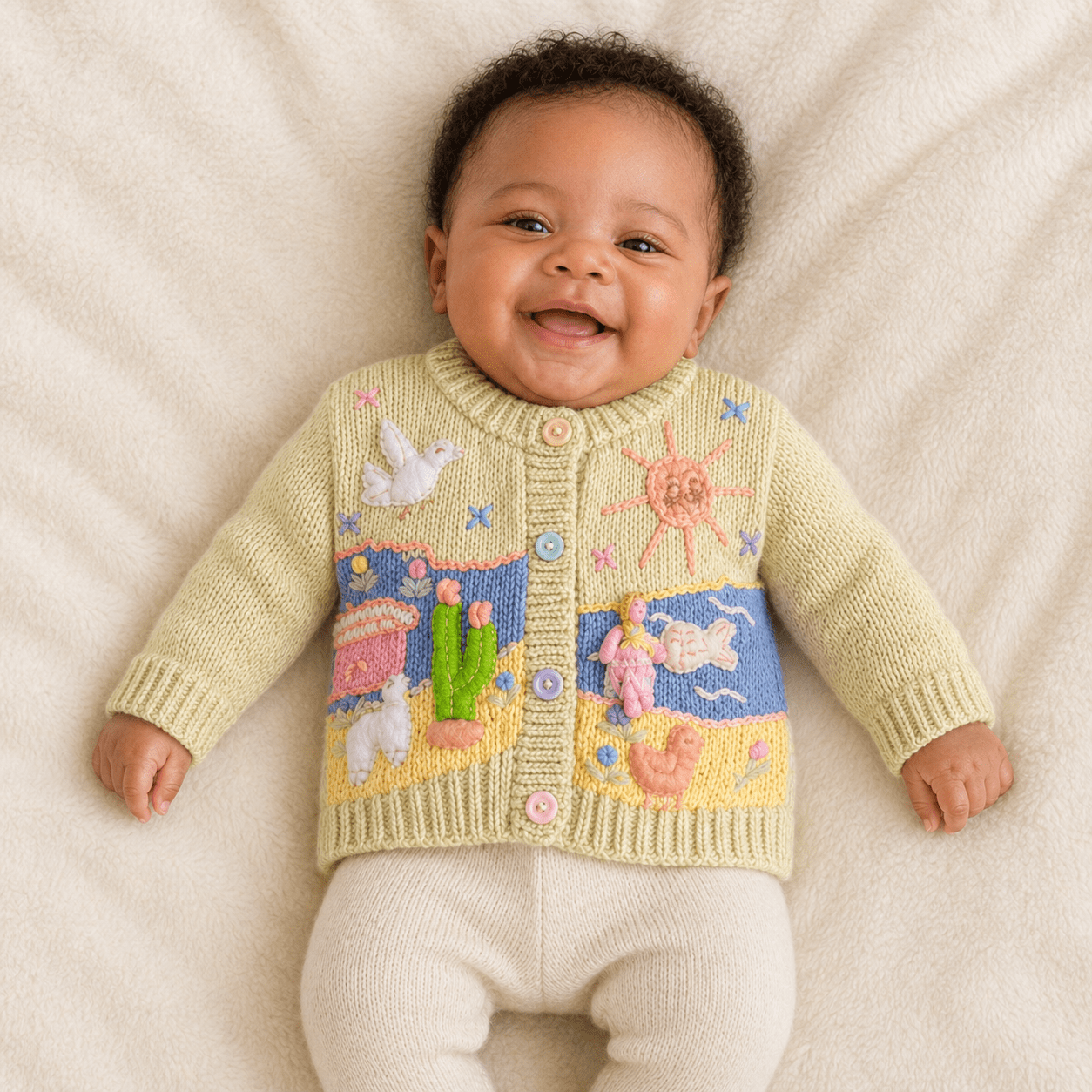 Hand Knit Children's Cardigan | Made in Peru | 100% Cotton - From The Andes