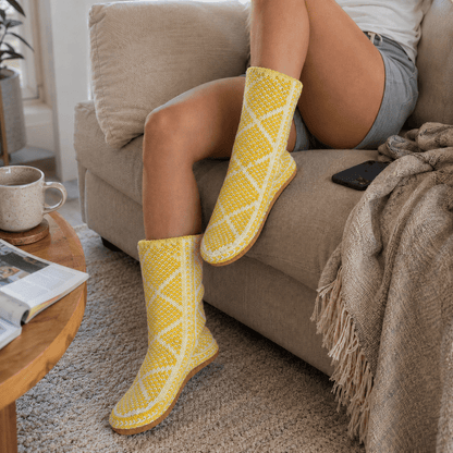 Hand-Knit Slipper Socks with Suede Soles - From The Andes