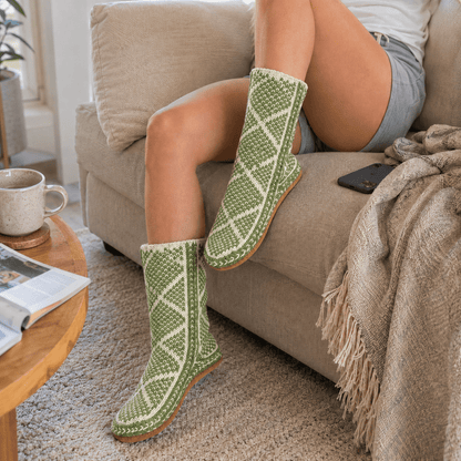 Hand-Knit Slipper Socks with Suede Soles - From The Andes