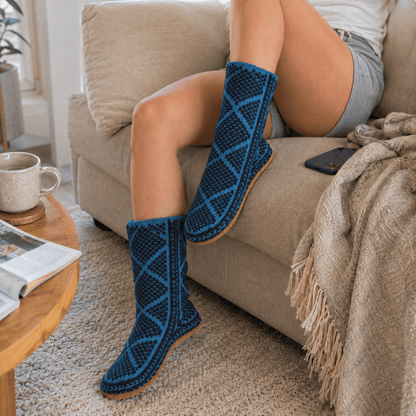 Hand-Knit Slipper Socks with Suede Soles - From The Andes
