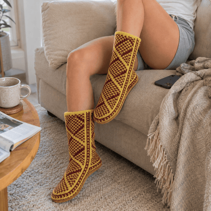 Hand-Knit Slipper Socks with Suede Soles - From The Andes